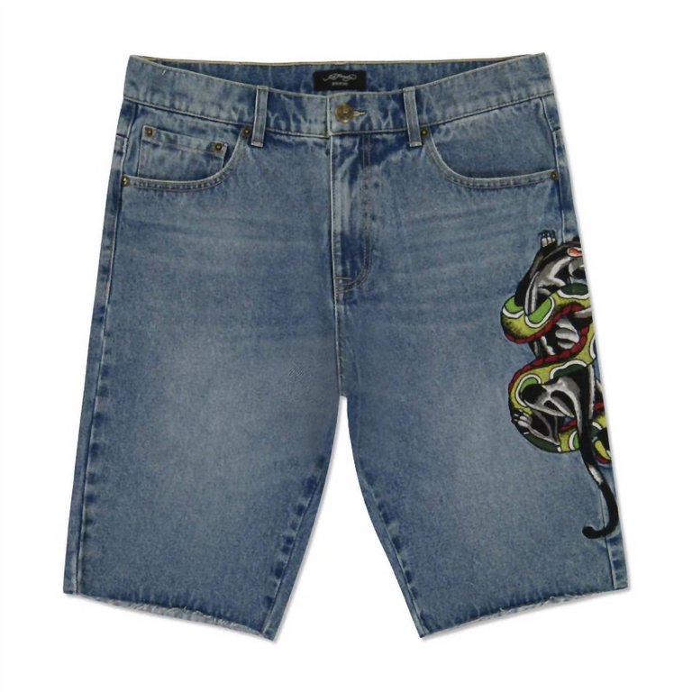 Men's Panther Snake Denim Skater Short In Medium Vintage - Medium Vintage