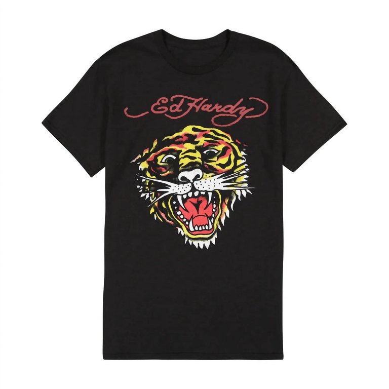 Men's Retro Tiger T-Shirt In Faded Black - Faded Black