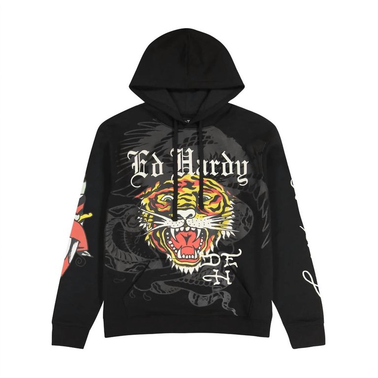 Men's Tiger Dagger Hoodie In Black - Black