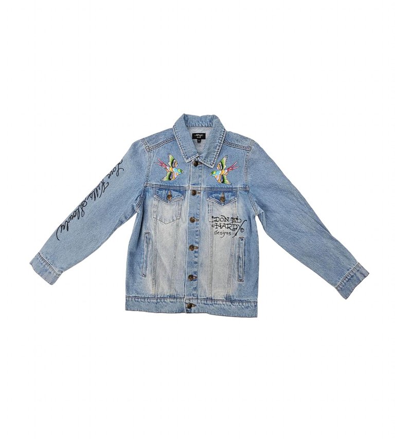 Women's Brave Eagle Denim Jacket In Light Wash - Light Wash