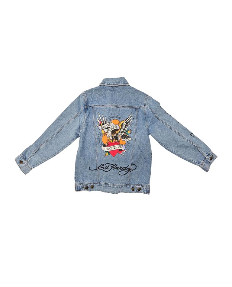 Women's Brave Eagle Denim Jacket In Light Wash