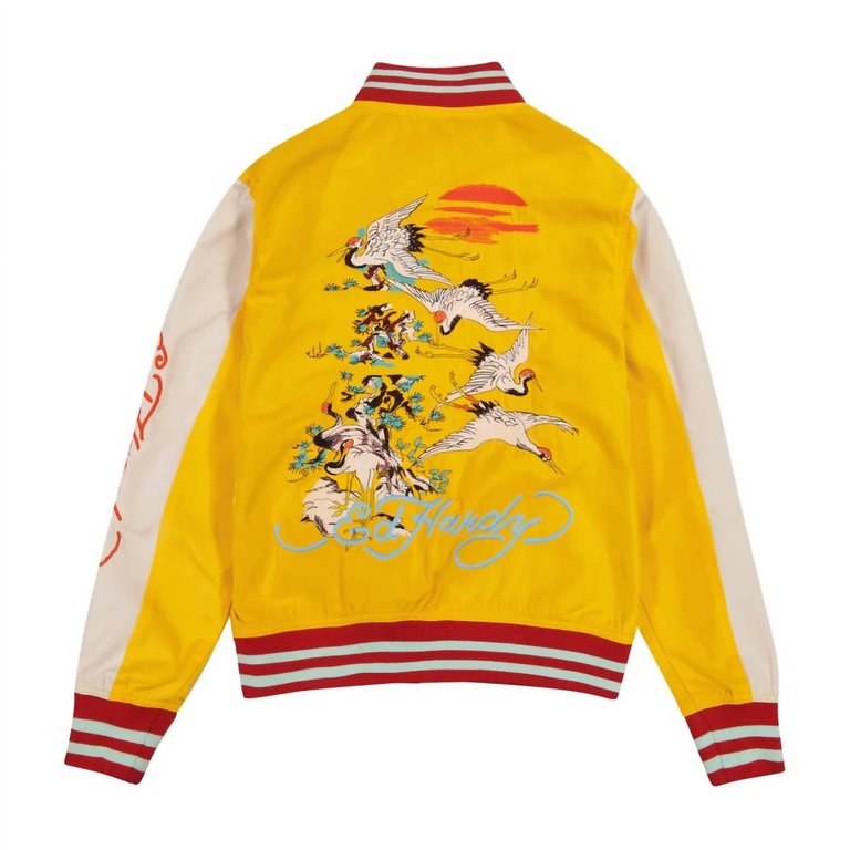 Women's Koi Cranes Souvenir Jacket In Gold White