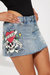 Women's Lks Skull Denim Mini Skirt In Light Wash