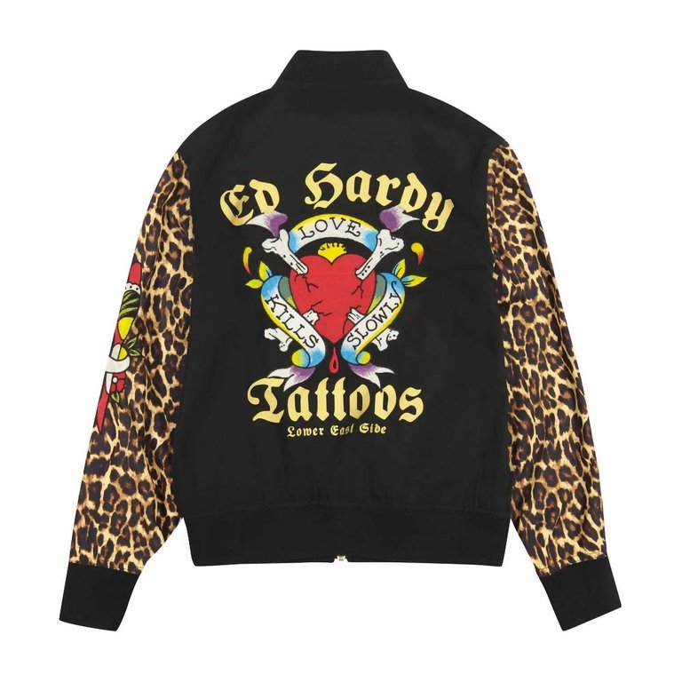 Women's Tiger Dagger Souvenir Jacket In Black Leopard