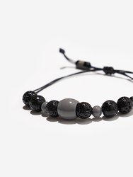 Brooklyn Nets Adjustable Lava Stone Bracelet - Black