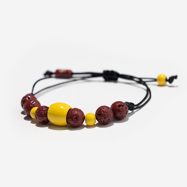 Miami Heat Adjustable Lava Stone Bracelet - Multi