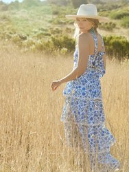 Emma Tiered Dress - Cream/Azure