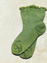 Love & Lurex Ruffled Socks - Chartreuse