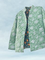 Nancy Reversible Quilted Jacket - Fern/Ivory Floral & Faded Black/Bright Clementine & Moss Floral