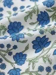 Peyton Puff Sleeve Fringe Top - Cream/Azure Floral