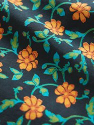 Victoria Embroidered Top - Faded Black/Bright Clementine & Moss Floral