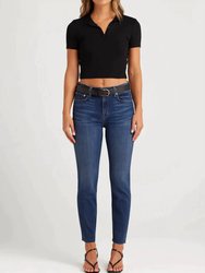 Bree Mid Rise Stright Crop Jean - Deja Blue