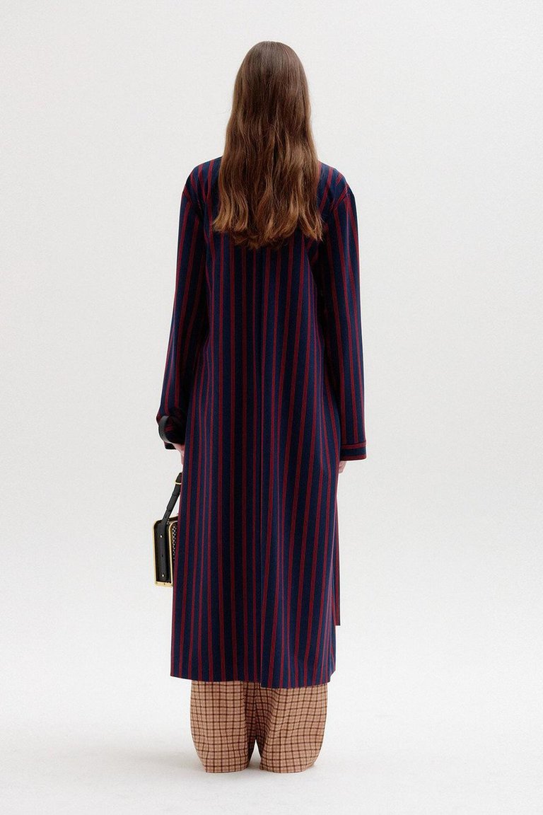 Sabrina Gown Coat In Navy/red Stripe