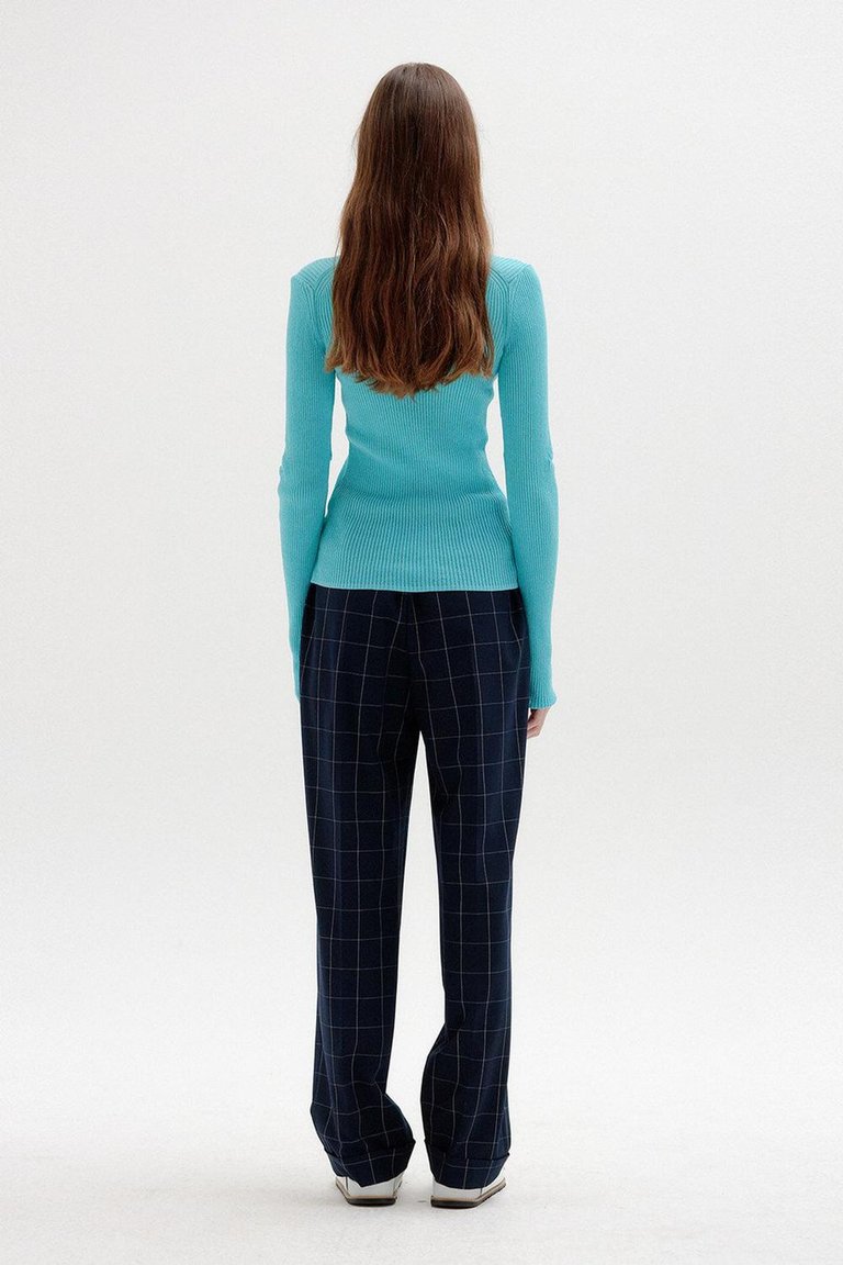 Solly Ribbed Knit Pullover Sweater In Sky Blue