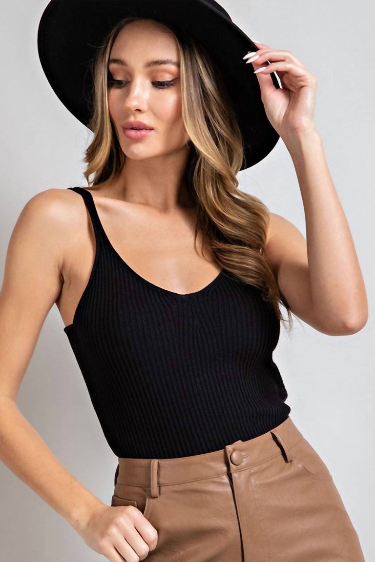 Knit Crop Tank In Black - Black