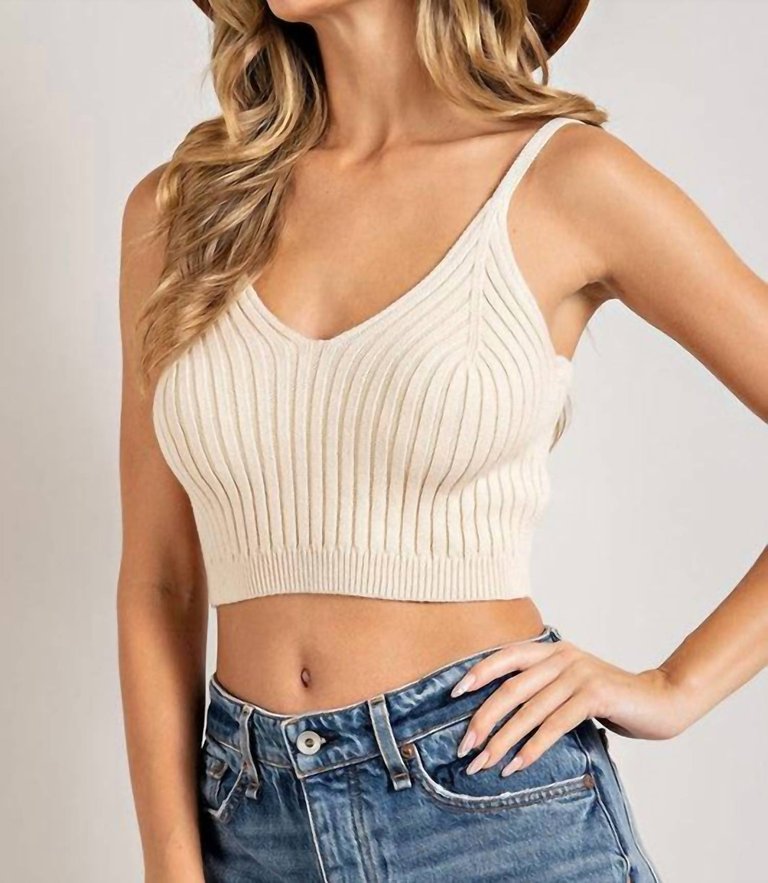 Knit Crop Tank In Natural