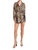 Long Sleeve Wrap Romper In Leopard Print Satin