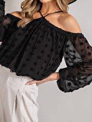 Off The Shoulder Top With Strap Detail - Black