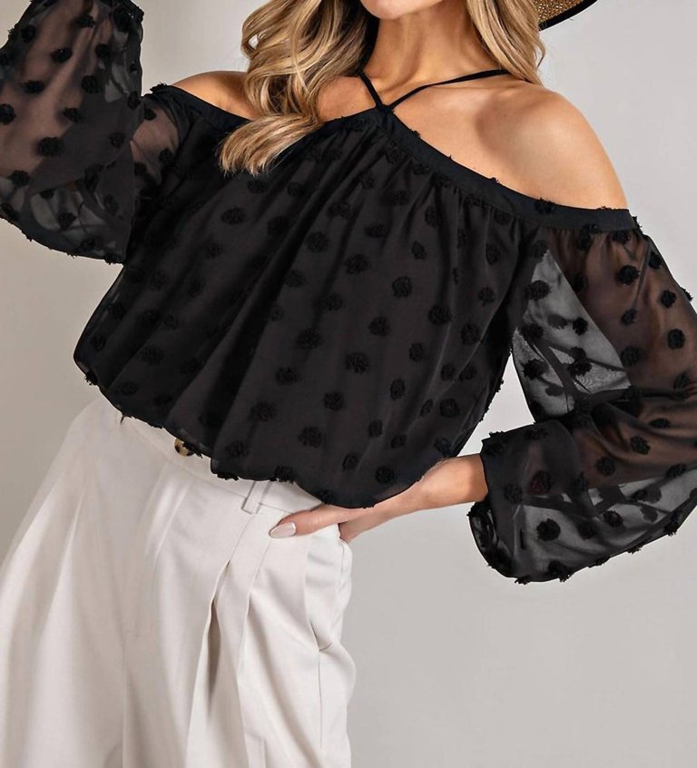 Off The Shoulder Top With Strap Detail - Black