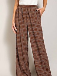 Retro Print Trousers - Brown