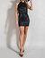 Sequin Halter Mini Dress - Black