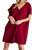 Short Sleeve V-Neck Dress With Pockets Plus - Red