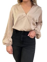 Tie Waist Long Sleeve Top - Champagne