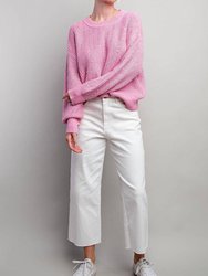Women'S Jewel Crochet Knit Sweater - Bubble Pink