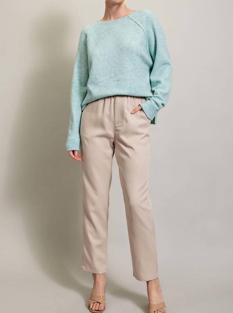 Women'S Long Sleeve Sweater With Side Slits - Mint
