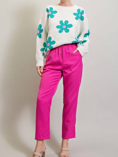 ee:some Women'S Sweater With Teal And Pink All Over Floral Print product