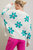 Women'S Sweater With Teal And Pink All Over Floral Print