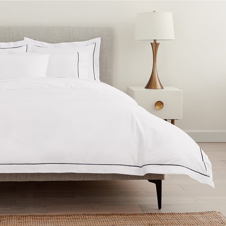 Classic Percale Embroidered Duvet Cover