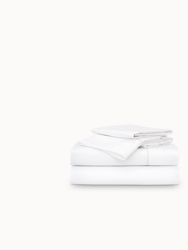 Classic Percale Embroidered Sheet Set - White/White