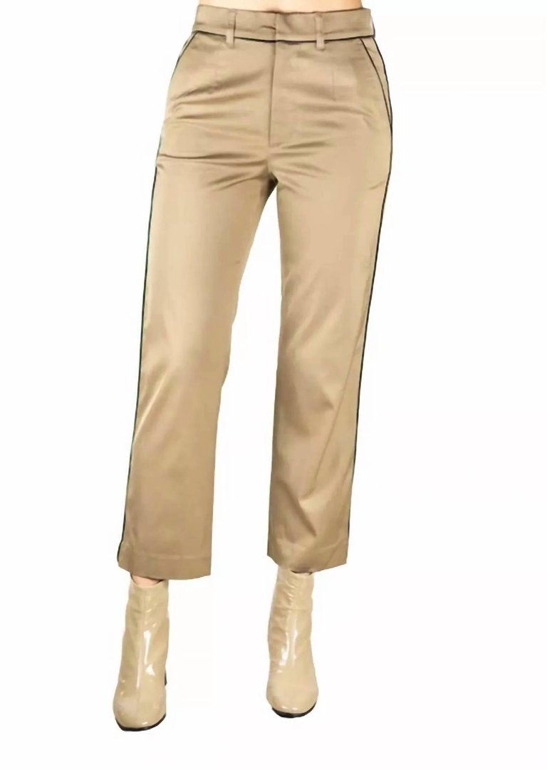 Tarika High Power Cupro Cropped Trouser In Khaki - Khaki