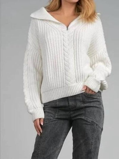 ELAN 1/2 Zip Cable Knit Sweater In White product