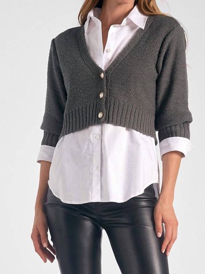 ELAN Amara Cardigan Top In Gunmetal Grey product