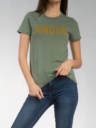 Amour Graphic Linen Top - Olive