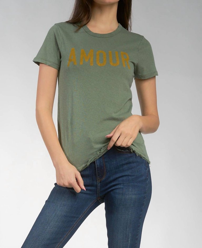 Amour Graphic Linen Top - Olive