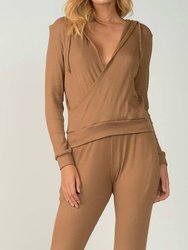 Atwood Ribbed Hooded Top - Bronze