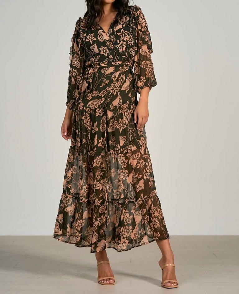 Cosmo Wrap Maxi Dress - Napa Print