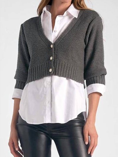 ELAN Layered Sweater Top In Gunmetal Grey product