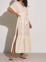 Levi Short Sleeve Ruffle Cover Up Dress - Natural