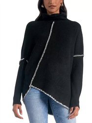 Long Asymmetrical Front Sweater - Black