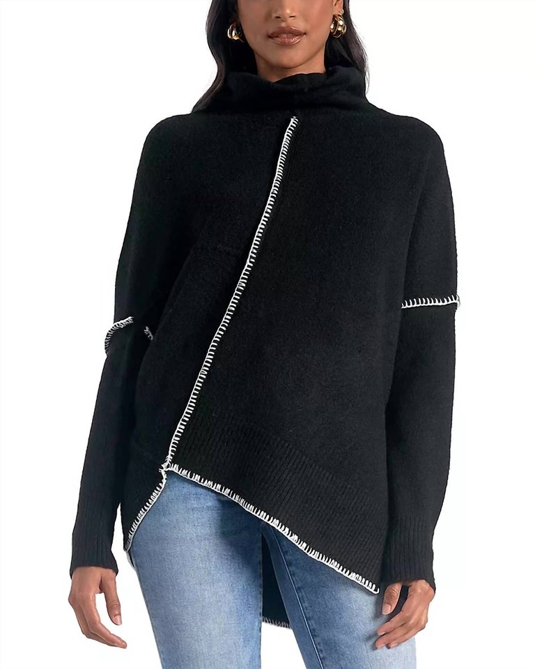 Long Asymmetrical Front Sweater - Black