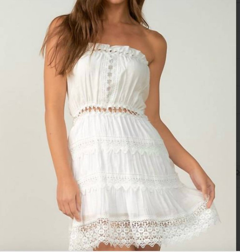 Resort21 Dress Strapless Crochet In White - White