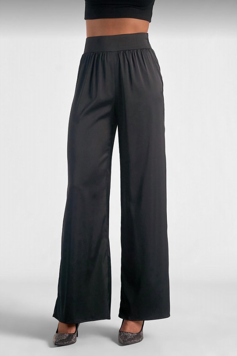 Satin Pants In Black - Black