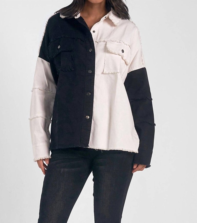 Seven Jacket Button Up Distressed - Black & White