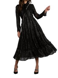 Shimmer Stripe Maxi Dress - Black Shimmer Stripe