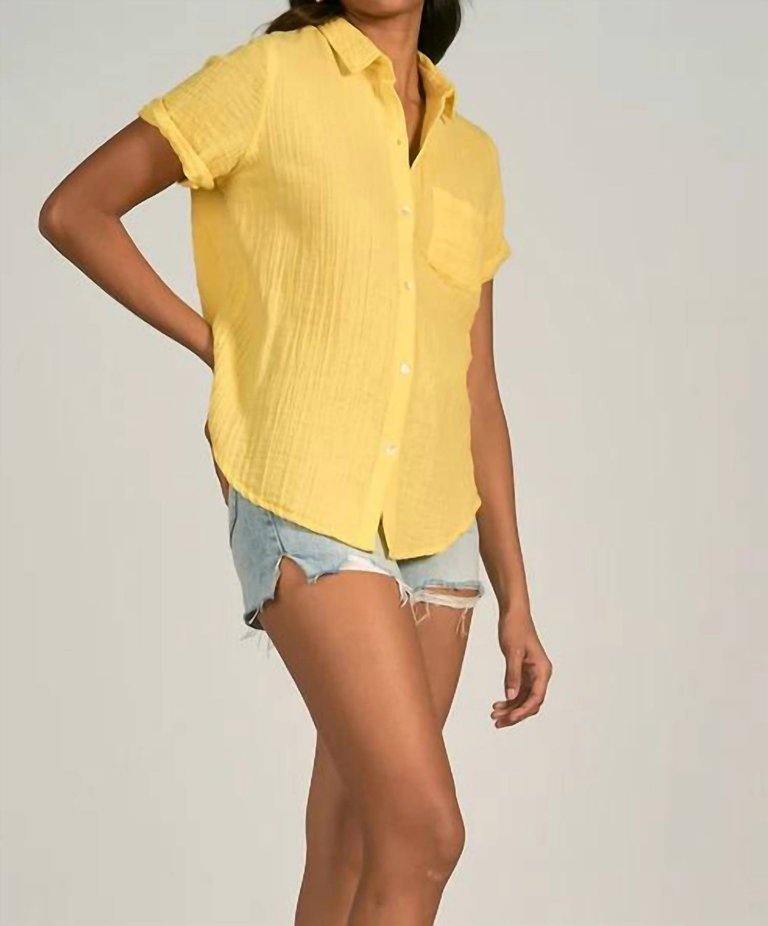 Short Sleeve Collar Button Down Shirt In Yellow