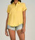 Short Sleeve Collar Button Down Shirt In Yellow - Yellow